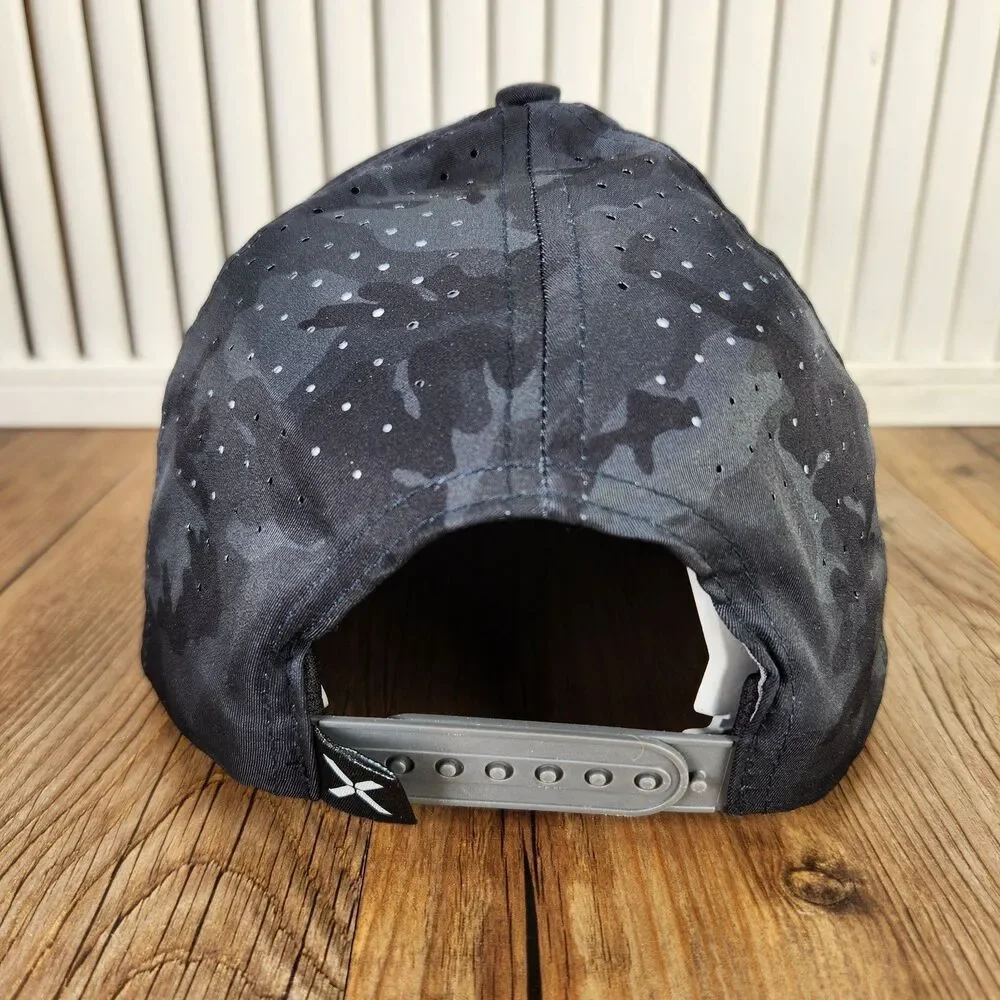 Xyngular Camo Snapback Hat Cap Black Gray Perforated Performance Outdoor Sports